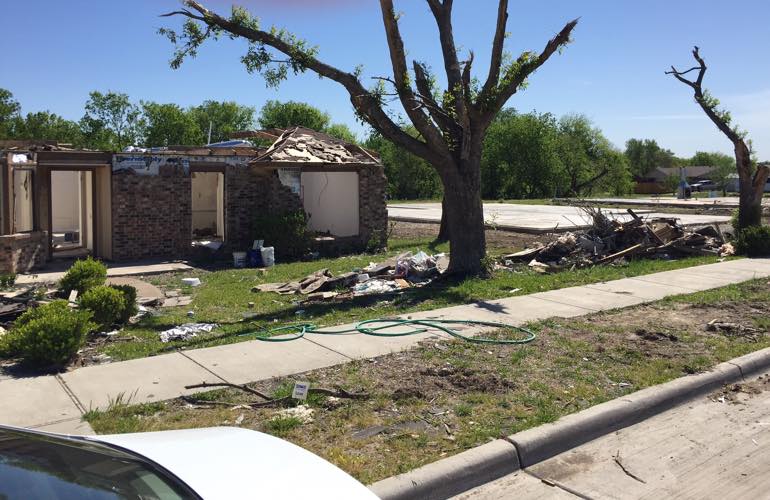 A home in Texas that was demolished by a twister